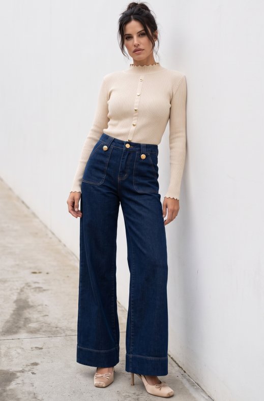 Mixed Brands - Wide stretch Jeans D3334 - Navy