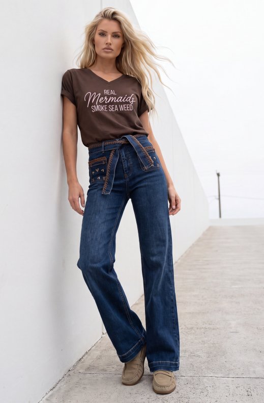 Mixed Brands - Wide leg Jeans with heart H8004