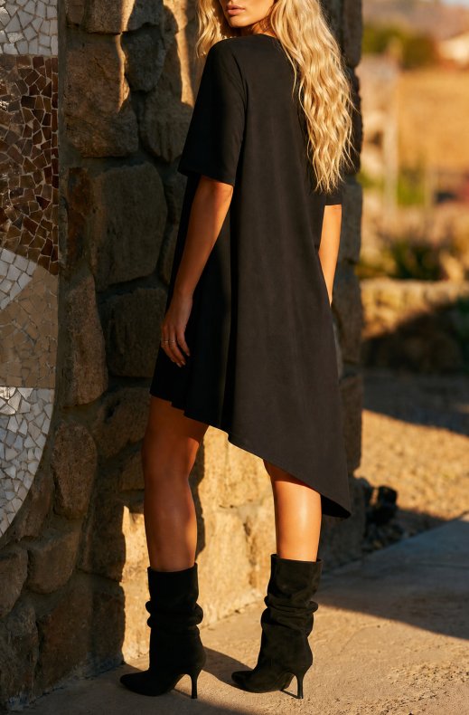 Mixed Brands - Asymmetrical Tshirt Dress JOY26 - Black