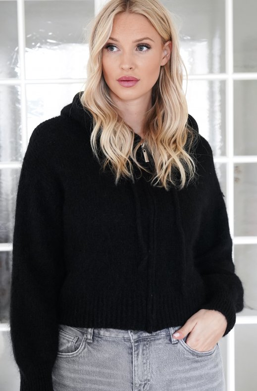 Mixed Brands - Mohair Knitted Hoodie 7631 - Black