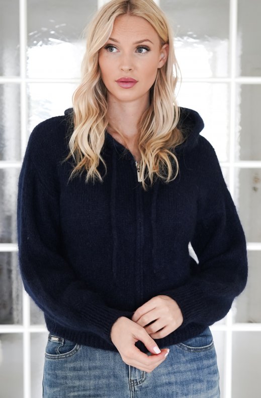 Mixed Brands - Mohair Knitted Hoodie 7631 - Marine