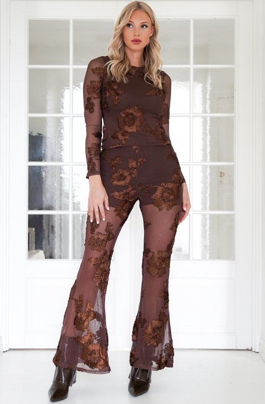 Mixed Brands - Exquisite Lace top 3207 - Brown