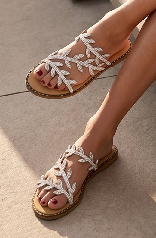 Mixed Brands - Sandal med Leaf Rhinestones WL555 - Silver