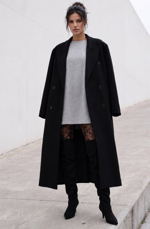 Mixed Brands - Handmade Long Wool Coat M26142 - Black