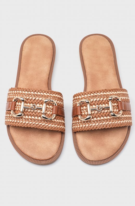Mixed Brands - Braided Strap Mule with Buckle MP6149 - Camel