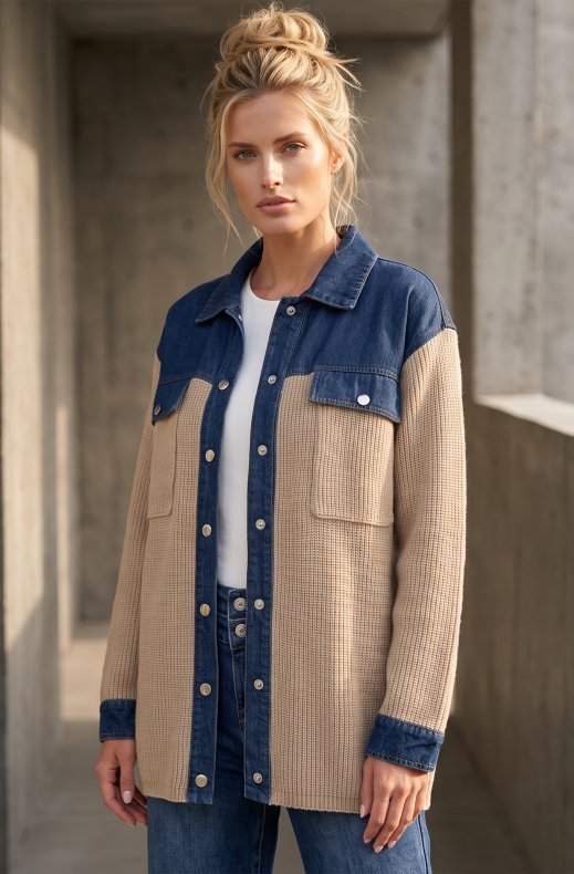 Mixed Brands - Overshirt with denim details 2631 - Beige