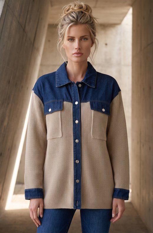 Mixed Brands - Overshirt with denim details 2631 - Beige