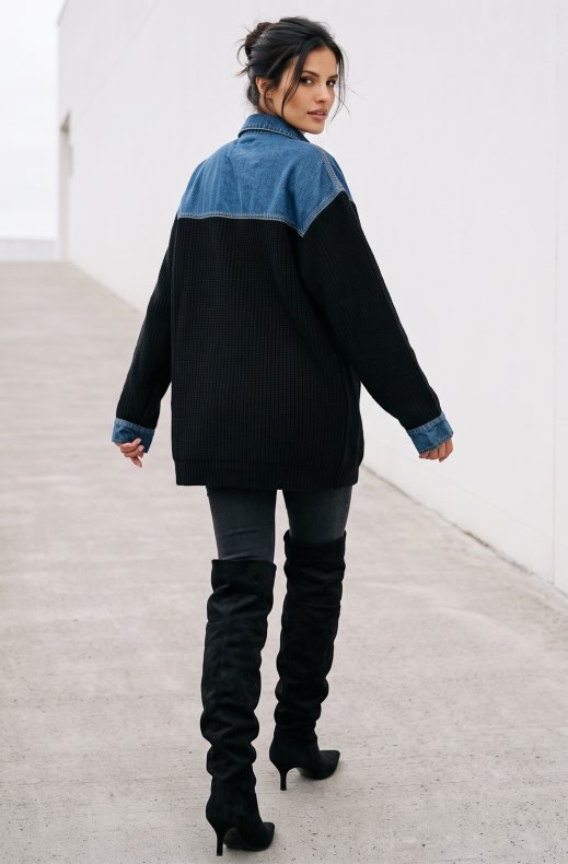 Mixed Brands - Overshirt with Denim Details 2631 - Black