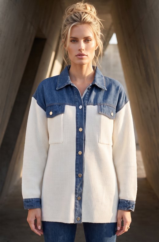Mixed Brands - Overshirt with denim details 2631 - White
