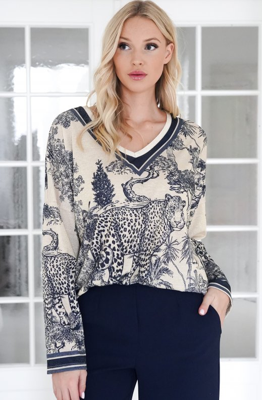 Mixed Brands - Classic Wide leg Trousers 56487 - Dark Blue