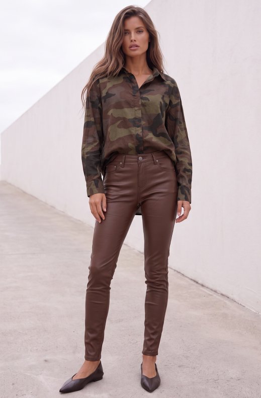 Mixed Brands - Coated skinnyjeans 6688 - Brown