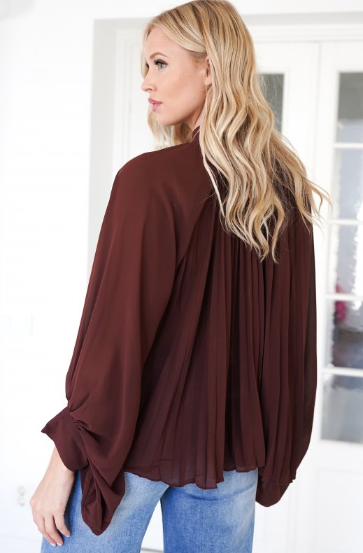 Mixed Brands - Plisse Blouse 24037 - Choco