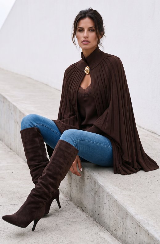 Mixed Brands - Plisse Poncho 06JS41 - Coffee