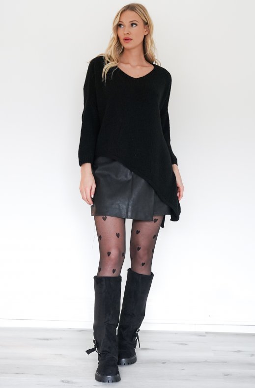 Mixed Brands - Asymmetric Pullover v-neck 1925 - Black