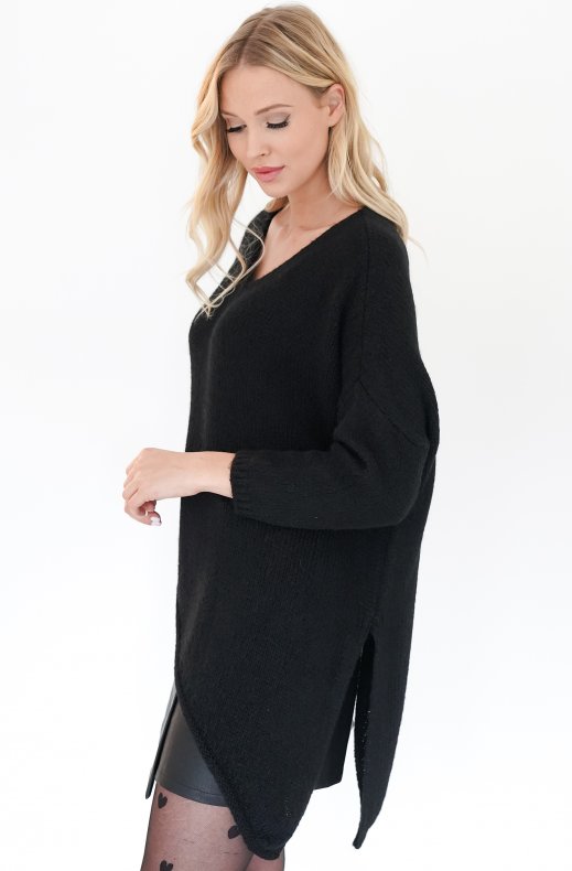 Mixed Brands - Asymmetric Pullover v-neck 1925 - Black