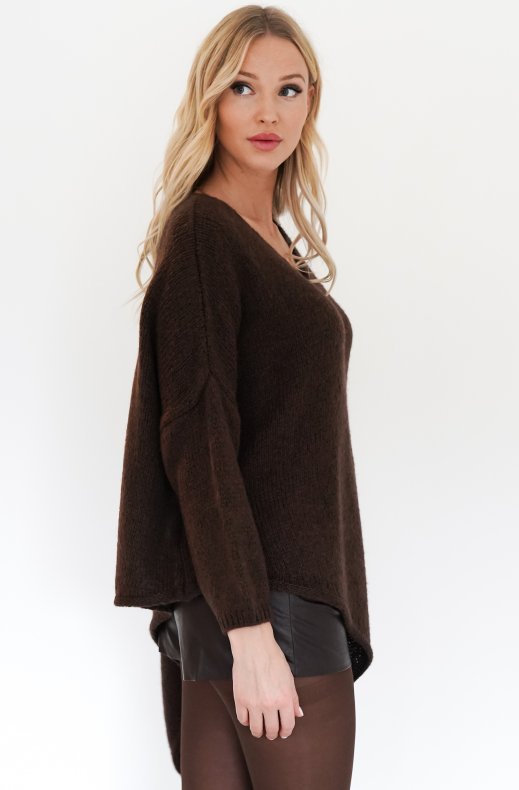 Mixed Brands - Asymmetric Pullover v-neck 1925 - Choco