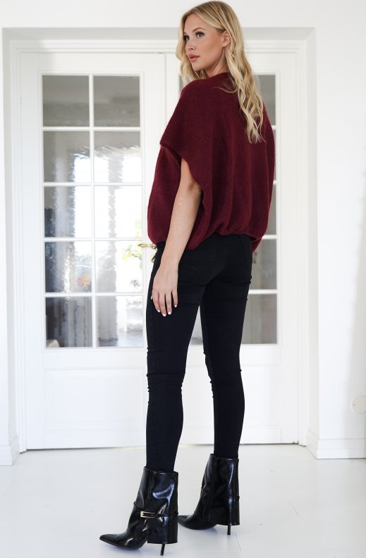 Mixed Brands - Knitted V-neck Mohair Top 2002 - Bordeaux