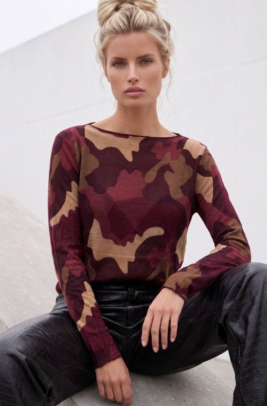 Mixed Brands - Cashmere blend top Camo R17022 - Bordeaux