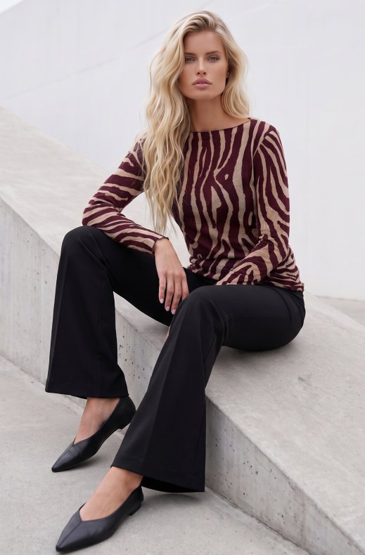 Mixed Brands - Cashmere blend top Zebra 17022 - Bordeaux-Beige