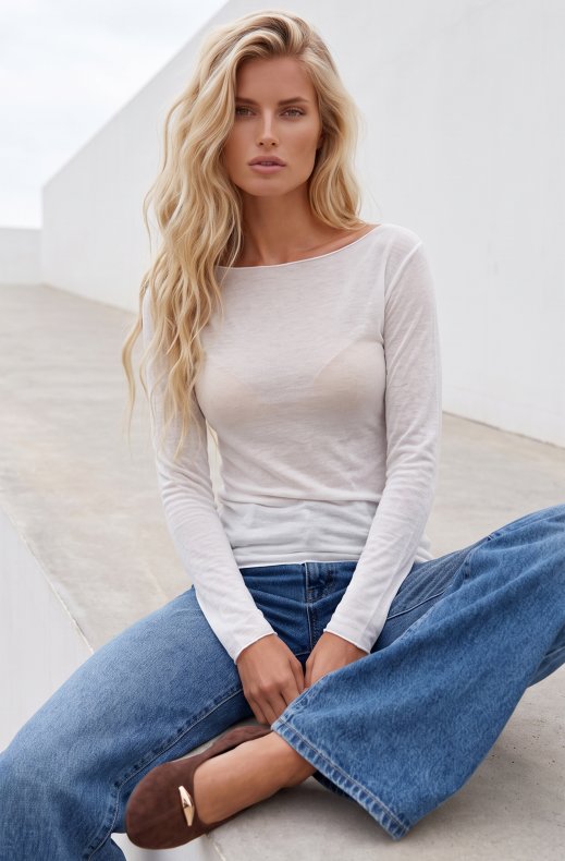 Blond Hour - Ravello Cashmere Top - White