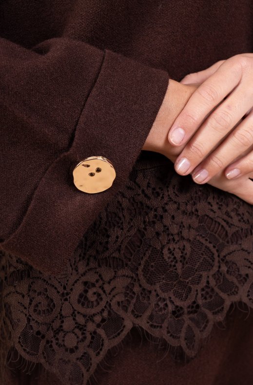 Mixed Brands - Set pant and top with lace details 9903 - Brown