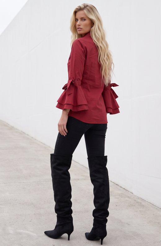 Mixed Brands - Shirt with trumpetsleeve H0353082 - Wine