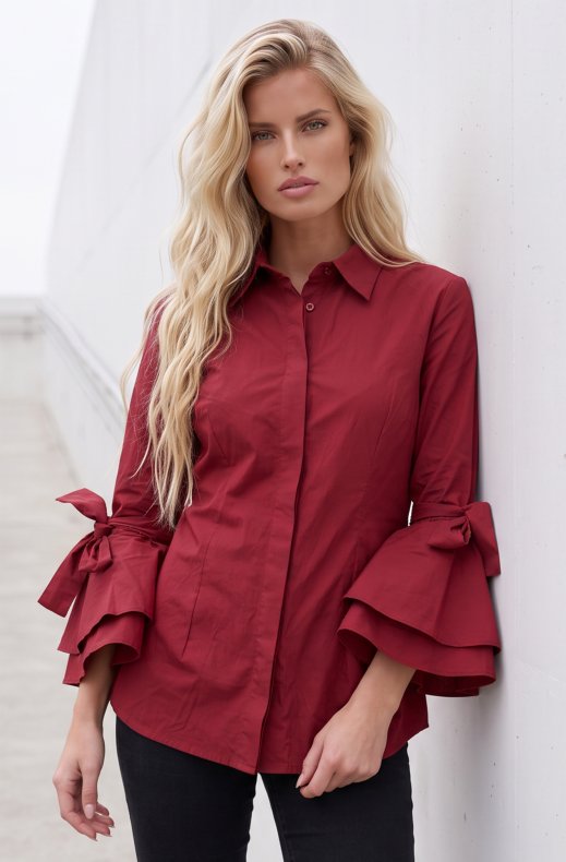 Mixed Brands - Shirt with trumpetsleeve H0353082 - Wine