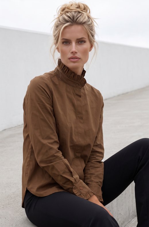 Mixed Brands - Shirt with Frills H0353086 - Brown