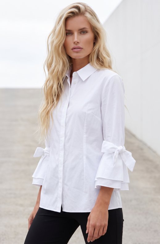 Mixed Brands - Shirt with trumpetsleeve H0353082 - White