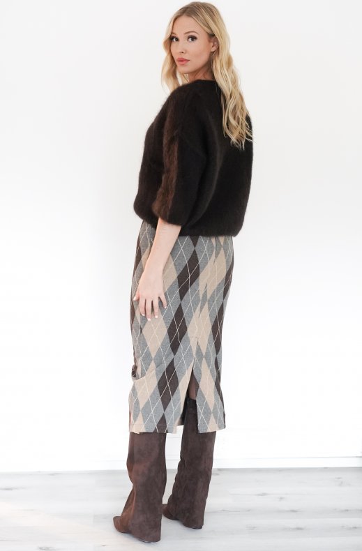 Mixed Brands - Midi skirt diamond pattern 618604 - Brown