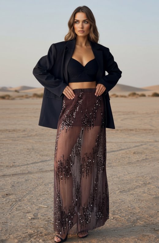 Mixed Brands - Skirt Glitter Chiffong 6228 - Brown