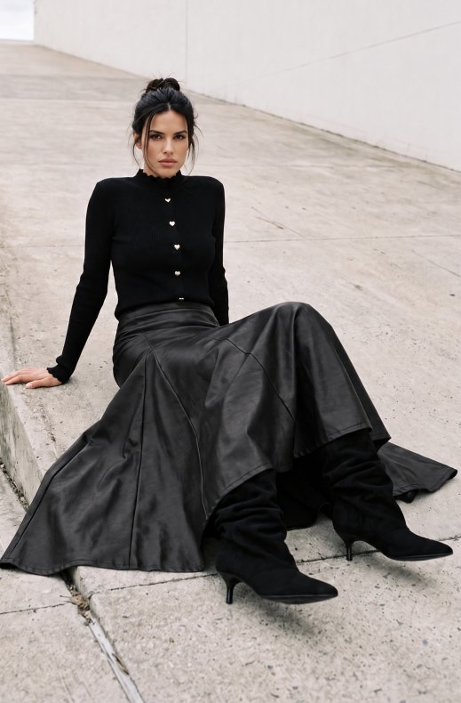 Mixed Brands - Maxi Skirt Vegan Leather N022 - Black