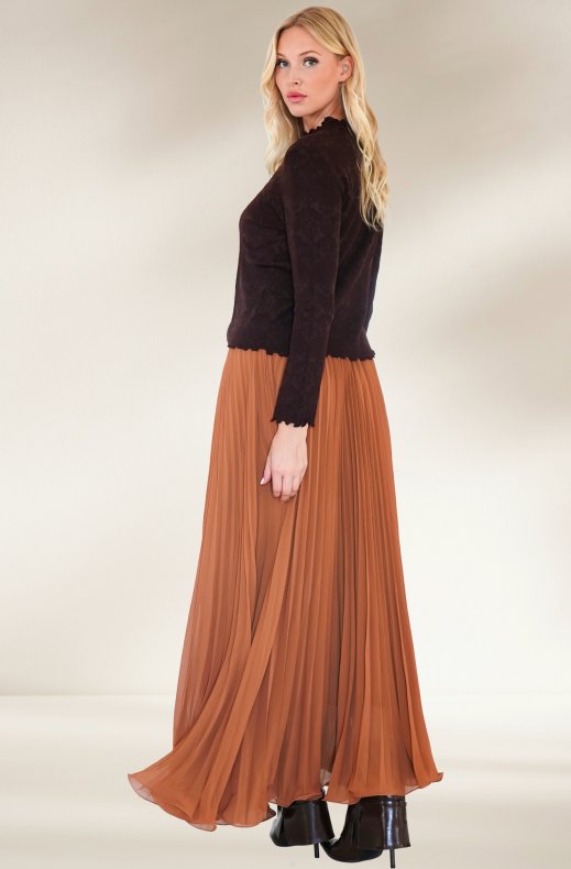 Mixed Brands - Plisée maxi skirt 12647 - Camel