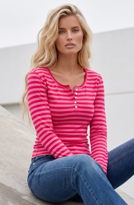 Mixed Brands - Striped top TE562 - Red/Pink