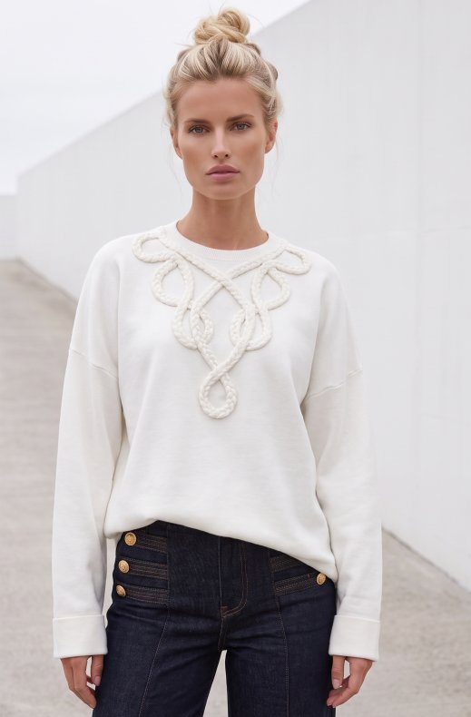 Mixed Brands - Top with braided details LR03287 - White