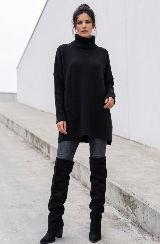 Mixed Brands - Oversized Sweater Dress 2656 - Black