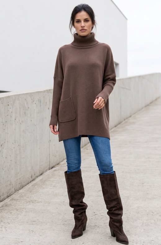 Mixed Brands - Oversized Sweater Dress 2656 - Choco