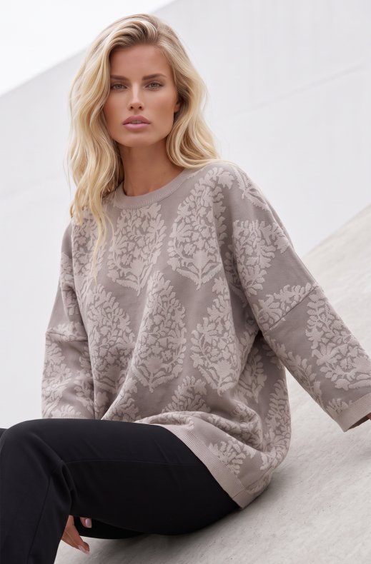 Mixed Brands - Top with leaf pattern LR03290 - Champagne
