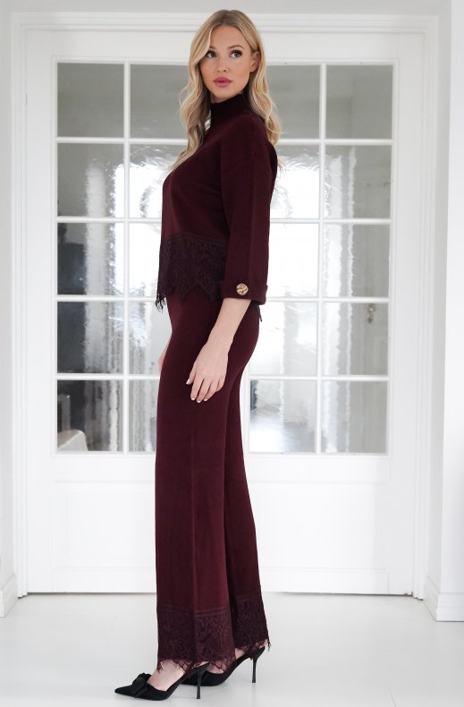 Mixed Brands - Loungepant with Lace 9903-2 - Bordeaux