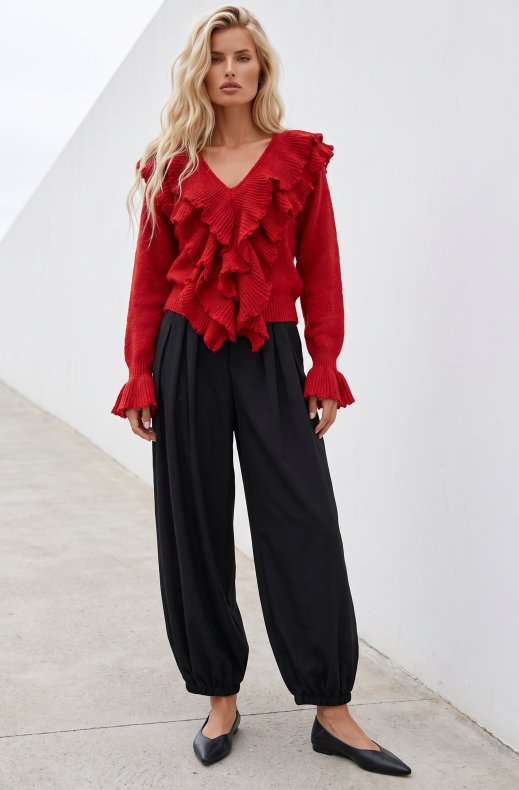 Mixed Brands - Knitted Frill Sweater RY620 - Red