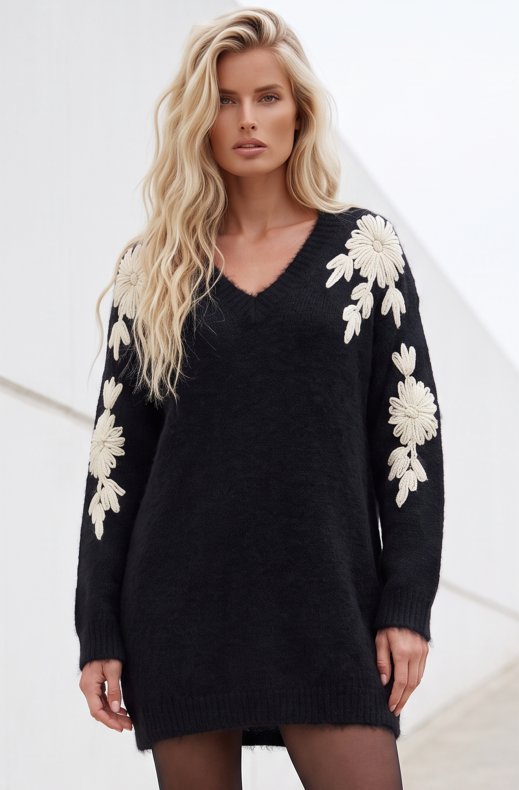 Mixed Brands - V-neck dress YL701 - Black