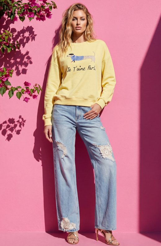 Mixed Brands - Sweater Je Taime Paris 690384-6 - Yellow