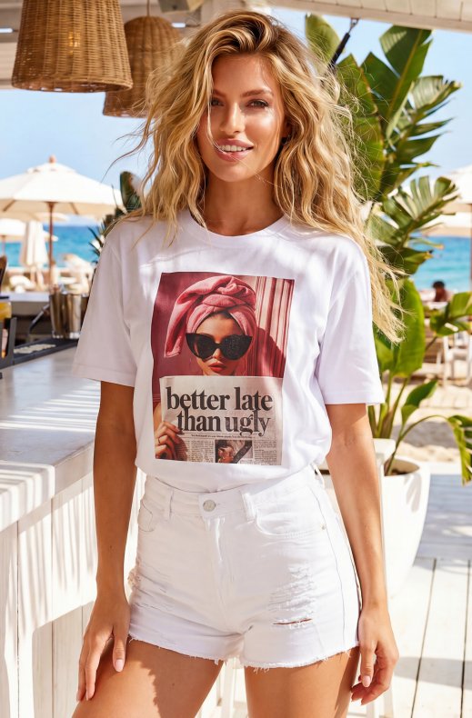 Mixed Brands - Better Late than Ugly Tshirt 2888J5 - White