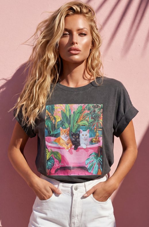 Mixed Brands - T-shirt Cats 4305B8 - Grey