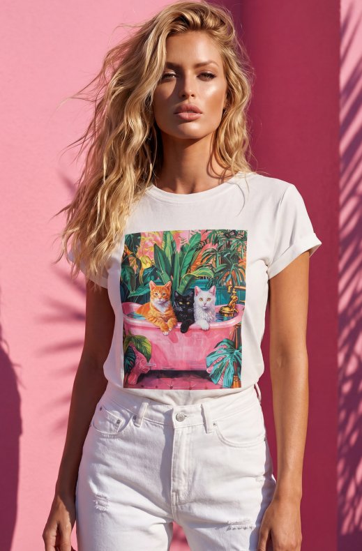 Mixed Brands - T-shirt Cats 4305B8 - White