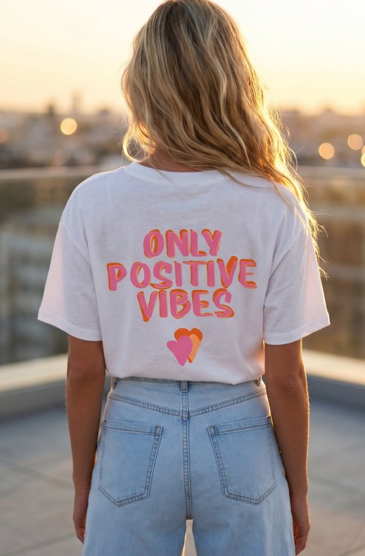 Mixed Brands - Tshirt Only Positive Vibes 2712-7 - White