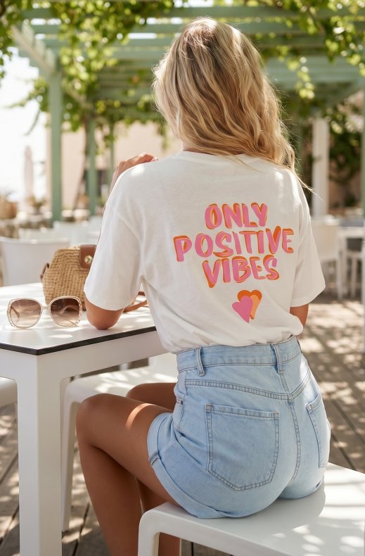 Mixed Brands - Tshirt Only Positive Vibes 2712-7 - White