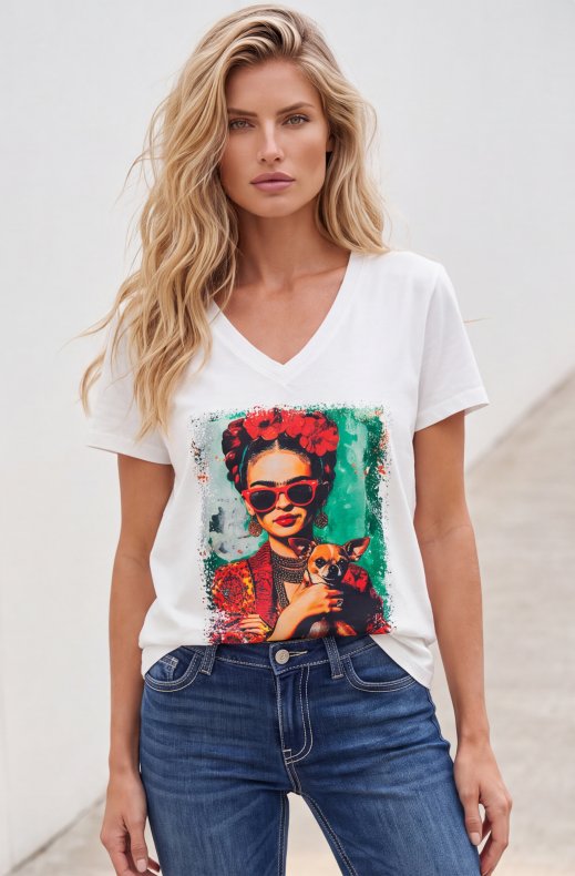 Mixed Brands - Frida with Dog 26188 - White