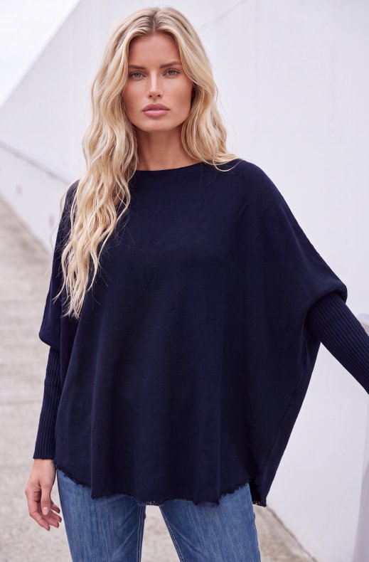 Mixed Brands - Longer top with raw hems 100161 - Marine