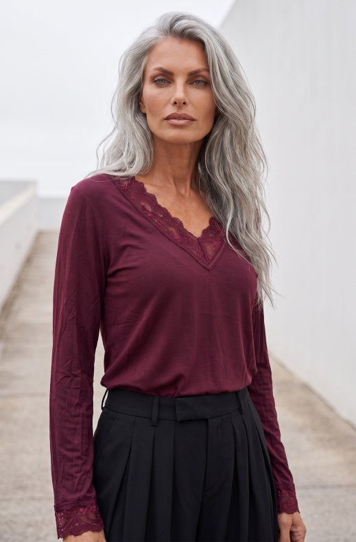 Mixed Brands - Top with lace 29228 - Bordeaux